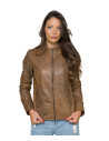 Women's Light Brown Leather Jacket - Giadina | Leather Trend