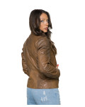 Women's Light Brown Leather Jacket - Giadina | Leather Trend