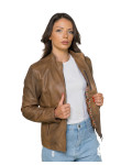 Women's Light Brown Leather Jacket - Giadina | Leather Trend