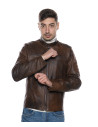 Men's Dark Brown Leather Biker Jacket – U05 | Leather Trend