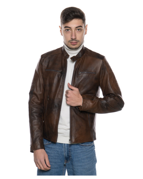 Biker in Pelle da Uomo Testa di Moro – U05 | Leather Trend 2