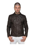 Biker Uomo Testa di Moro in Pelle Nabuk Oil - U06 | Leather Trend