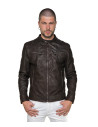 Men's Dark Brown Nubuck Oil Leather Biker - U06 | Leather Trend