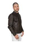 Biker Uomo Testa di Moro in Pelle Nabuk Oil - U06 | Leather Trend