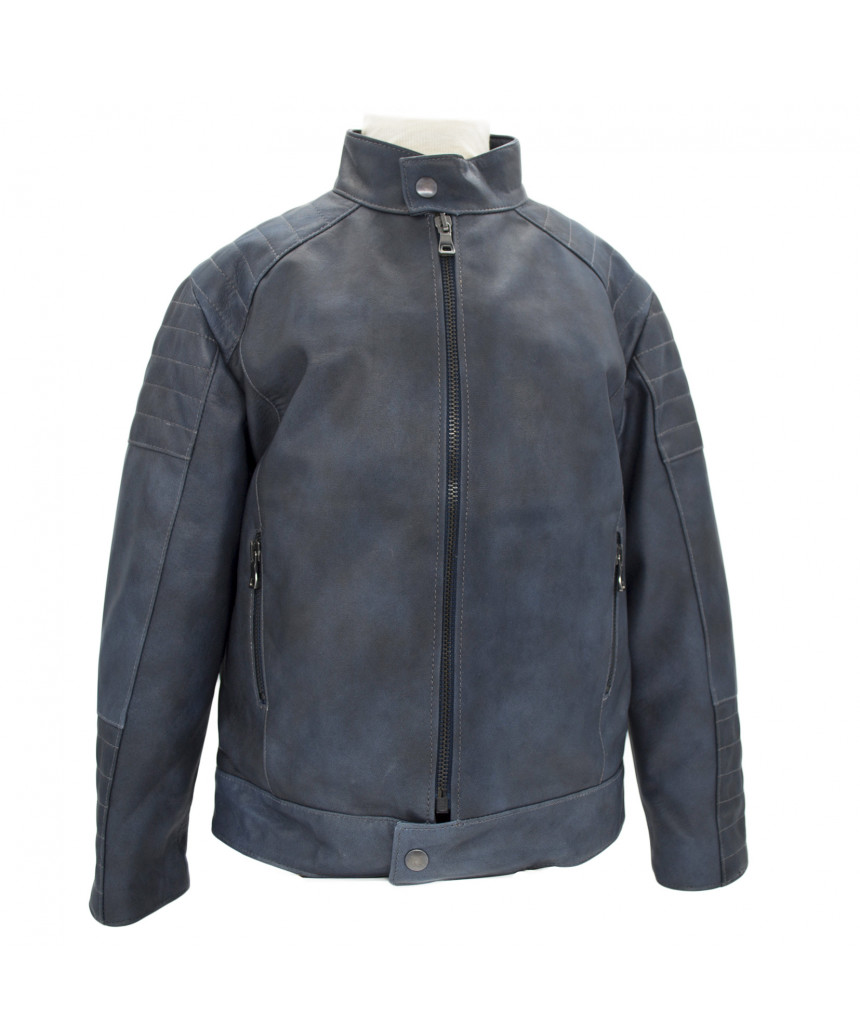 Samuel - Kids Jacket in Genuine Blue Leather