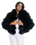 Woman jacket mod. Aurora in genuine black leather and fur 100% made in Italy