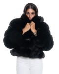 Woman jacket mod. Aurora in genuine black leather and fur 100% made in Italy