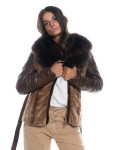 Giacca donna mod. Eliana Testa di Moro in vera pelle e pelliccia 100% made in Italy