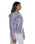Biker in Pelle Tamponata Lilla – Raven | Leather Trend
