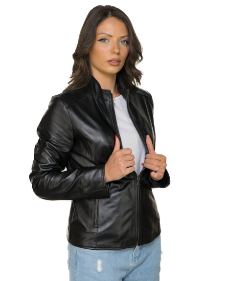 Women's Black Leather Jacket - Giadina | Leather Trend 2