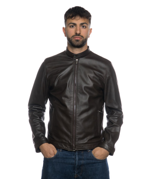 Men’s jacket mod. U010 Dark Brown in real leather 100% made in Italy
