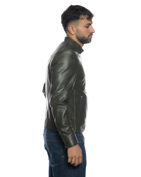 Men's Green Leather Jacket – U09 | Leather Trend 2