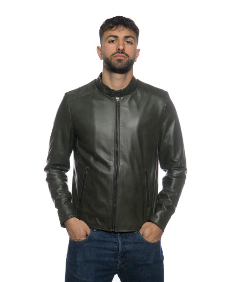 Men's Green Leather Jacket – U09 | Leather Trend