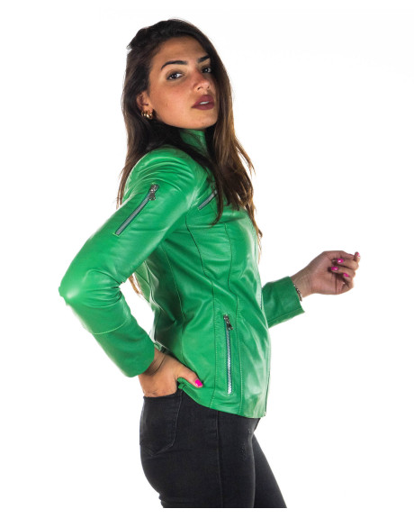 Giacca in Pelle Donna Verde - Michela | Leather Trend 2