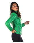 Women's Green Leather Jacket - Michela | Leather Trend