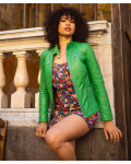 Giacca in Pelle Donna Verde - Michela | Leather Trend
