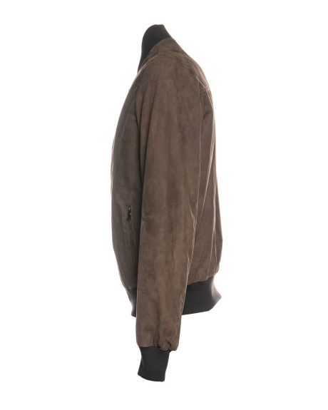 Men's Dark Brown Suede Bomber Jacket – David | Leather Trend 2