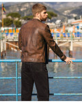 Men's Light Brown Leather Jacket – U08 | Leather Trend