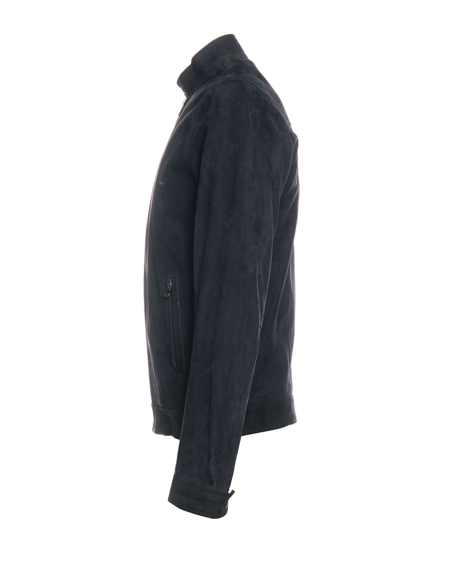 Giacca da camionista in pelle scamosciata blu navy da uomo, stile western - Italia Giacca da camionista in pelle scamosciata blu navy da uomo, stile western - Italia