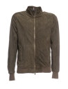 Men's Taupe Reindeer Leather Bomber Jacket - Victor | Leather Trend