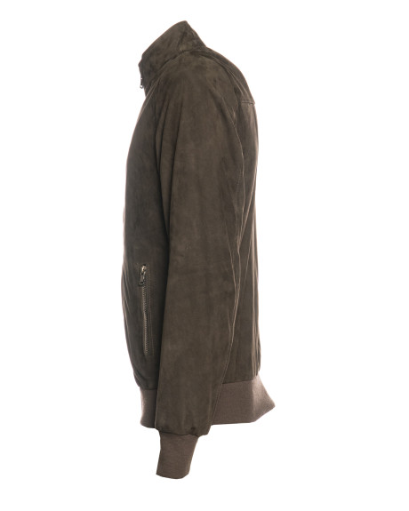 Men's Taupe Reindeer Leather Bomber Jacket - Victor | Leather Trend 2