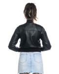 Women's leather jacket mod. Lisa bomber jacket in genuine Black leather 100% made in Italy