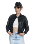 Women's Black Leather Bomber Jacket - Lisa | Leather Trend