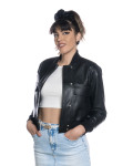 Women's leather jacket mod. Lisa bomber jacket in genuine Black leather 100% made in Italy