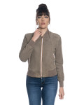 Women's Mud Suede Leather Bomber Jacket - Malesia | Leather Trend