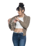 Women's Mud Suede Leather Bomber Jacket - Malesia | Leather Trend