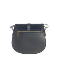 Women's Blue Leather and Suede Bag - Jole | Leather Trend