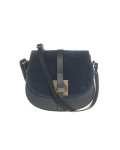 Women's Blue Leather and Suede Bag - Jole | Leather Trend
