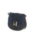 Women's Blue Leather and Suede Bag - Jole | Leather Trend