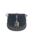 Women's Blue Leather and Suede Bag - Jole | Leather Trend