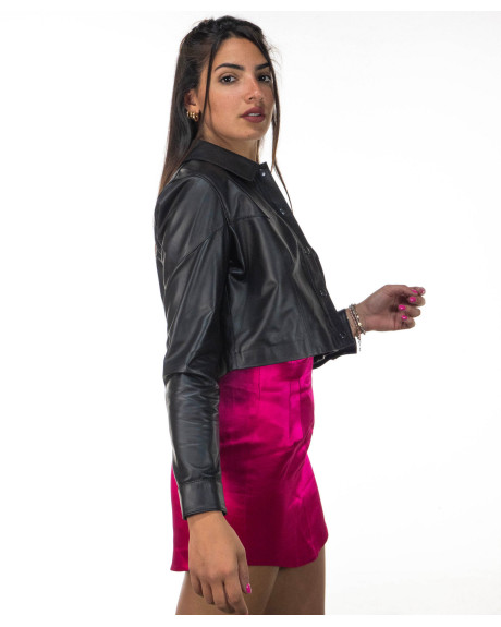 Women's Black Leather Jacket - Camilla | Leather Trend 2