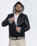 Men's jacket in real Black Shearling 100% made in Italy
