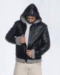 Men's jacket in real Black Shearling 100% made in Italy