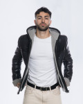 Men's jacket in real Black Shearling 100% made in Italy