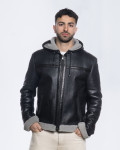 Men's jacket in real Black Shearling 100% made in Italy