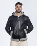 Men's jacket in real Black Shearling 100% made in Italy