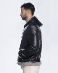 Men's jacket in real Black Shearling 100% made in Italy
