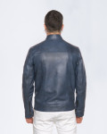 Giacca Biker Uomo Blu in Pelle - U06 | Leather Trend