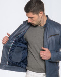 Giacca Biker Uomo Blu in Pelle - U06 | Leather Trend