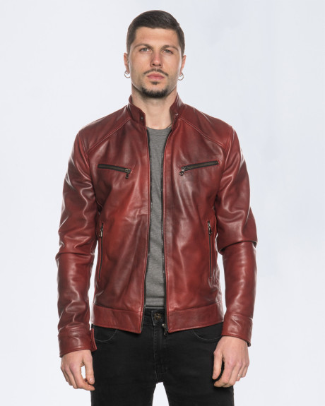 Giacca uomo bordeaux in vera pelle 100% made in Italyv 2