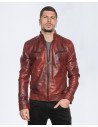 Men's Bordeaux Leather Biker Jacket - U06 | Leather Trend