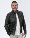 Men's Black Leather Biker Jacket - U06 | Leather Trend