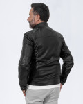 Men's Black Leather Biker Jacket - U06 | Leather Trend