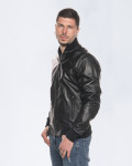 Men's Black Leather Bomber Jacket – David | Leather Trend