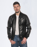 Men's Black Leather Bomber Jacket – David | Leather Trend