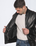 Men's Black Leather Bomber Jacket – David | Leather Trend